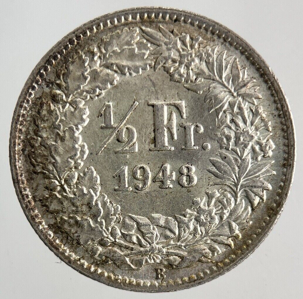 1948 Switzerland Swiss 1/2 Half Franc Silver Coin | Very High Grade