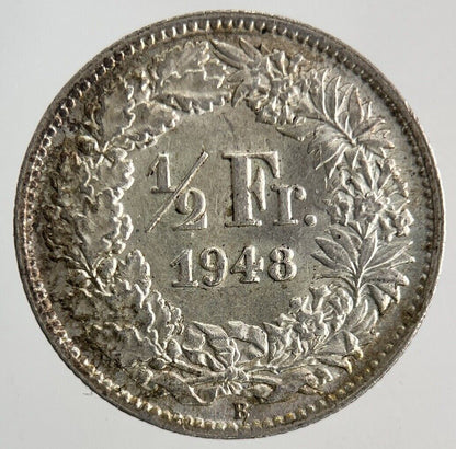 1948 Switzerland Swiss 1/2 Half Franc Silver Coin | Very High Grade