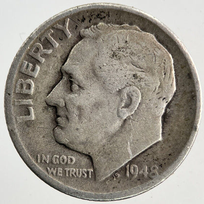 1948-D US USA One Dime Silver Coin | Collectable Grade