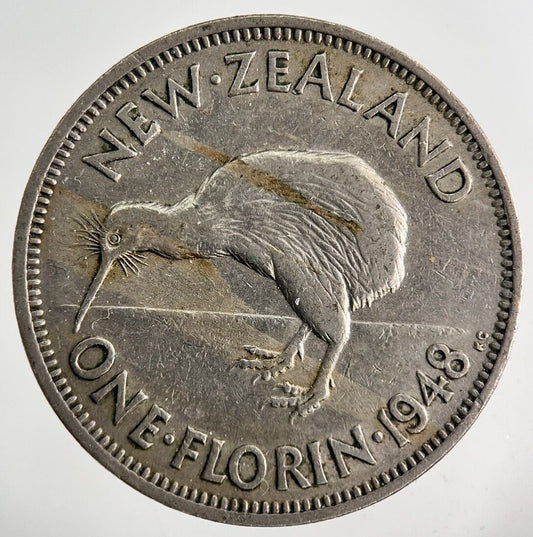 1948 New Zealand Florin Coin | Fine Collectable Grade