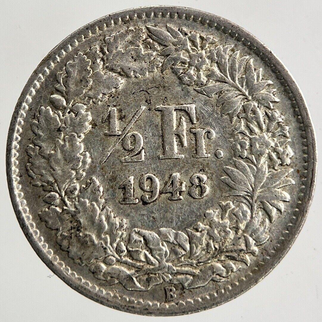 1948 Switzerland Swiss 1/2 Half Franc Silver Coin | Fine Collectable Grade