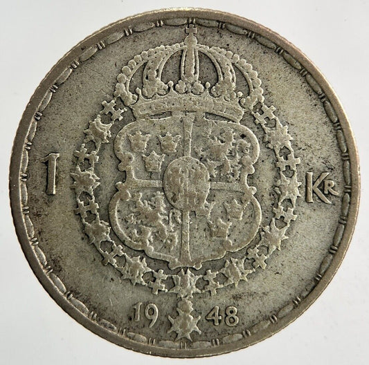 1948 Sweden 1 Krona Silver Coin | Collectable Grade