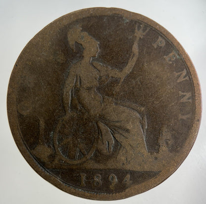 1894 Victoria One Penny Coin | Collectable Grade