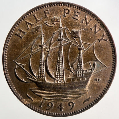 1949 George VI Half-Penny Coin | Very Fine Grade