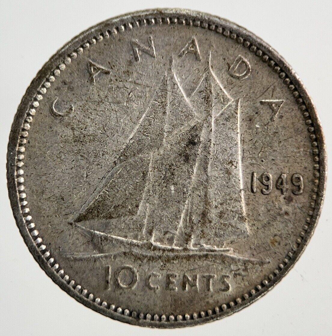 1949 Canada 10 Cents Silver Coin | Fine Collectable Grade
