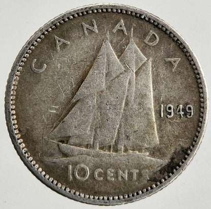 1949 Canada 10 Cents Silver Coin | Fine Collectable Grade