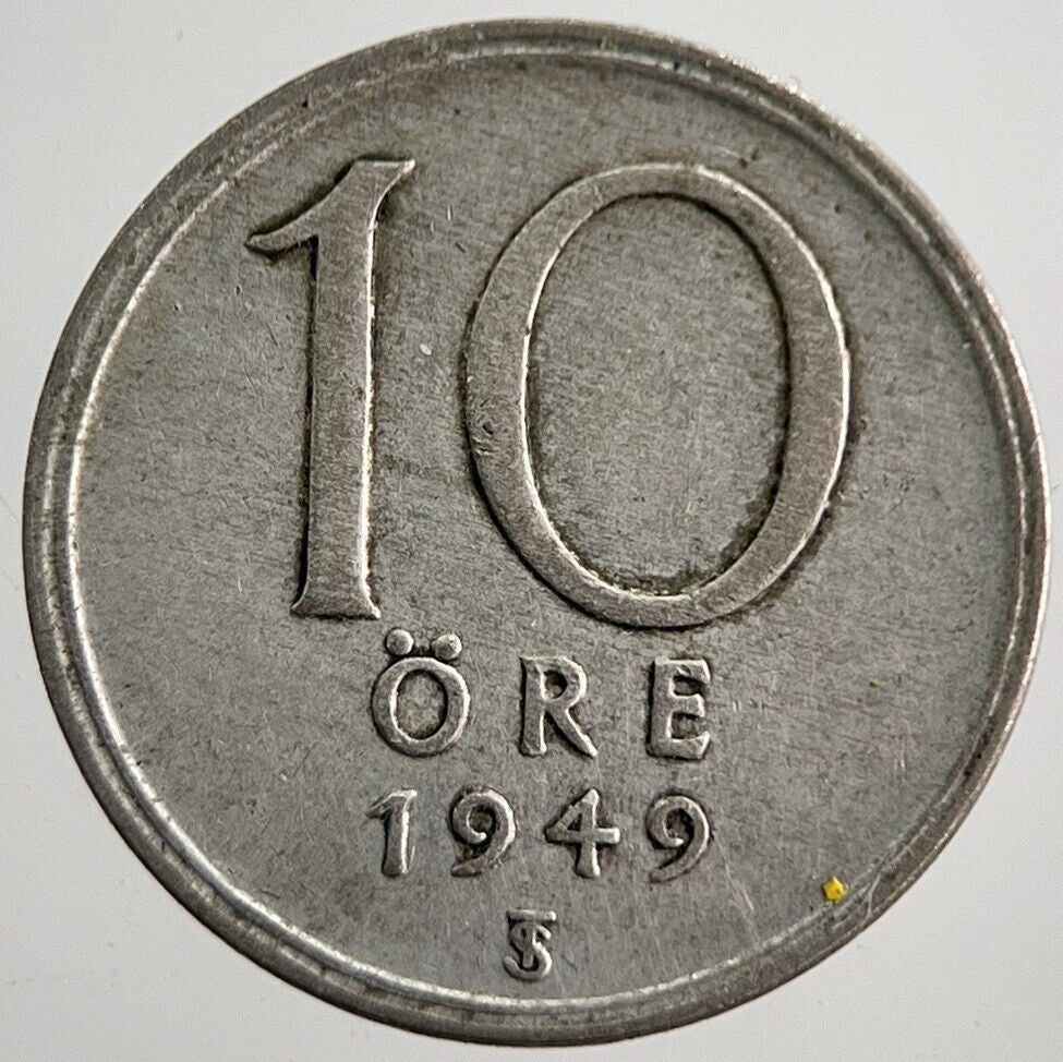 1949 Sweden 10 Ore Silver Coin | Fine Collectable Grade | a7831