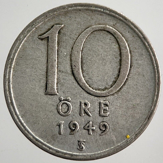 1949 Sweden 10 Ore Silver Coin | Fine Collectable Grade | a7831
