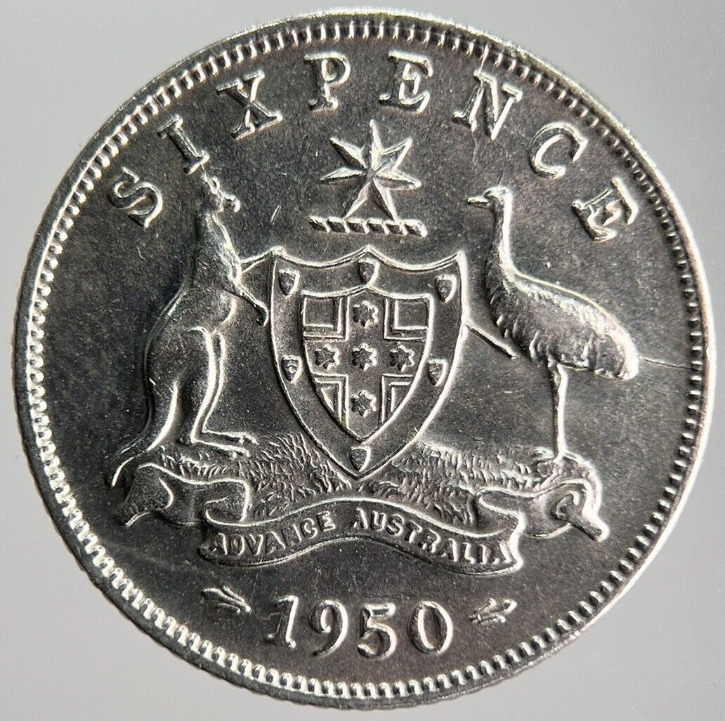 1950 Australia Sixpence Silver Coin | Fine Collectable Grade | a4099