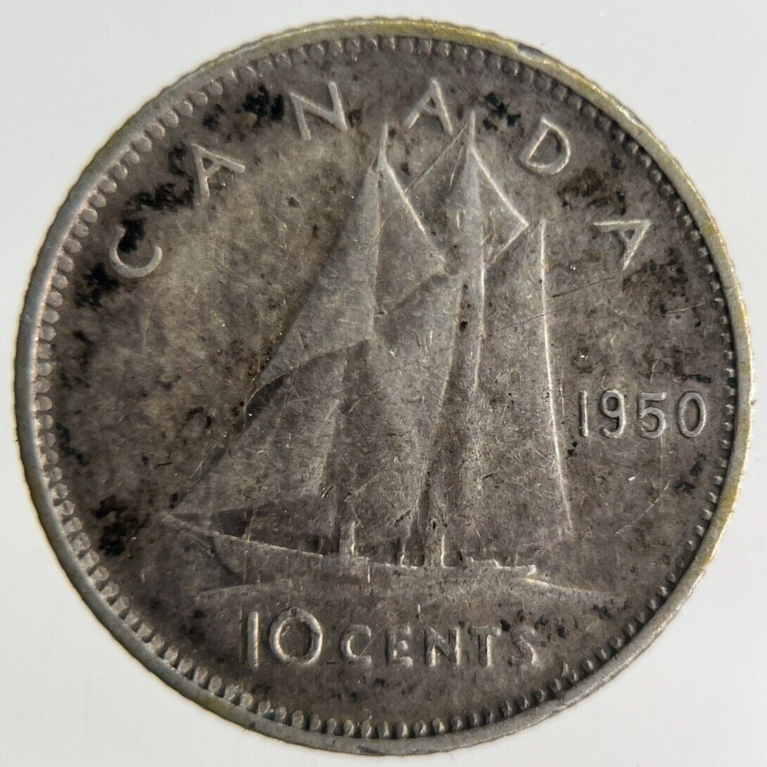 1950 Canada 10 Cents Silver Coin | Fine Collectable Grade