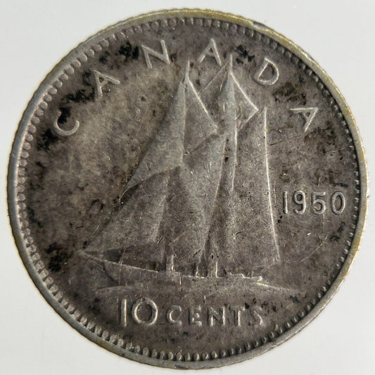 1950 Canada 10 Cents Silver Coin | Fine Collectable Grade