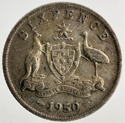 1950 Australia Sixpence Silver Coin | Fine Collectable Grade