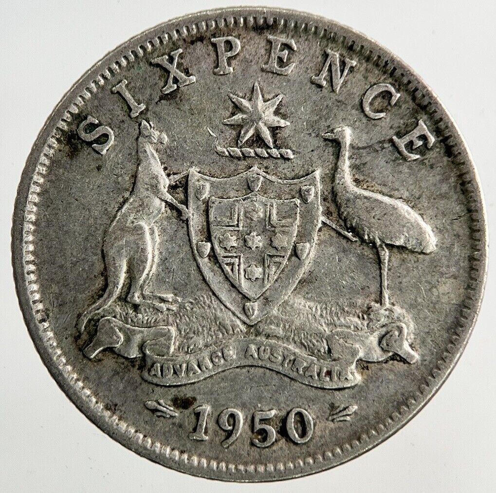 1950 Australia Sixpence Silver Coin | Fine Collectable Grade