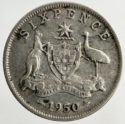 1950 Australia Sixpence Silver Coin | Fine Collectable Grade