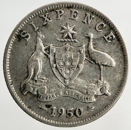 1950 Australia Sixpence Silver Coin | Fine Collectable Grade