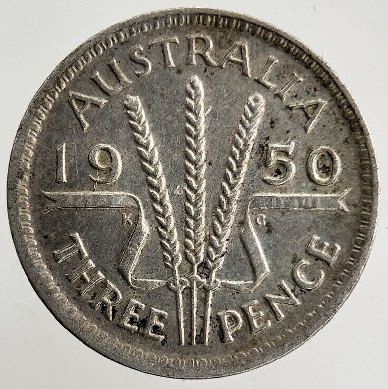 1950 Australia Threepence Silver Coin | Fine Collectable Grade