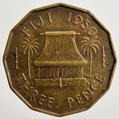 1950 Fiji Brass Threepence Coin | Fine Collectable Grade | a2123