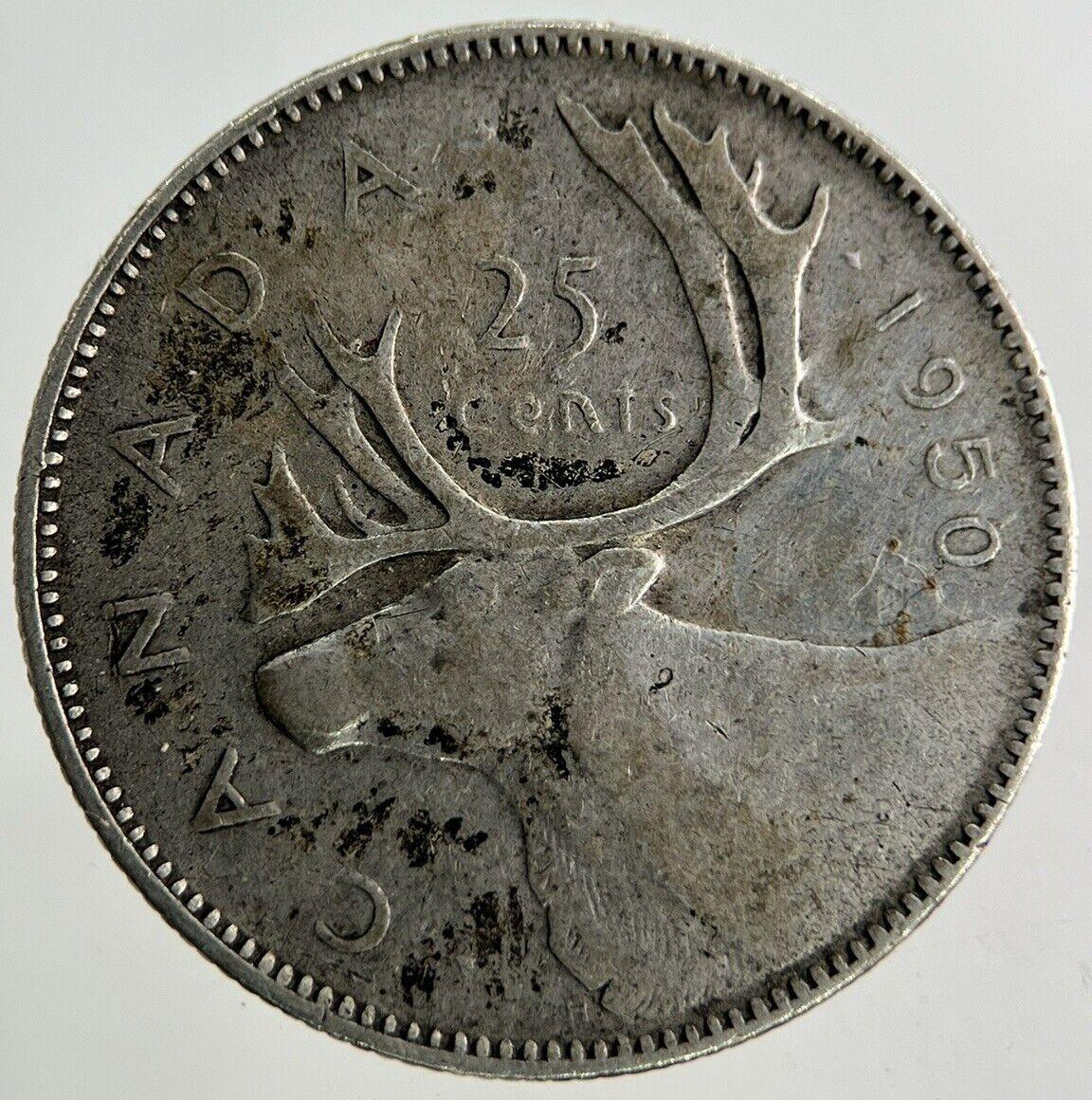 1950 Canada 25 Cents Silver Coin | Fine Collectable Grade
