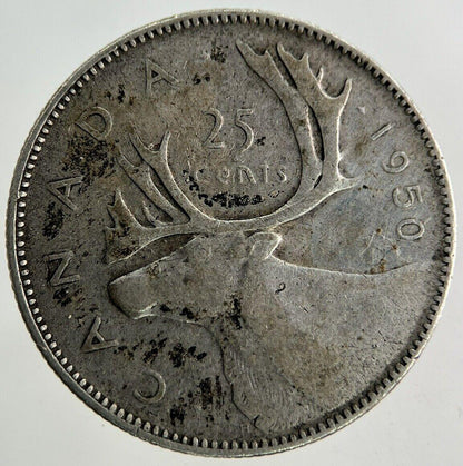 1950 Canada 25 Cents Silver Coin | Fine Collectable Grade