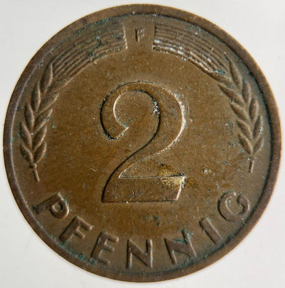 1950 Germany 2 Pfennig Coin | Fine Collectable Grade
