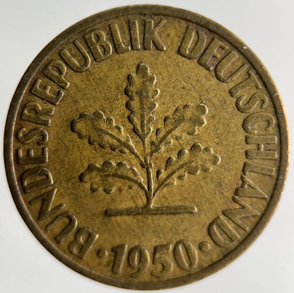 1950 Germany 10 Pfennig Coin | Fine Collectable Grade