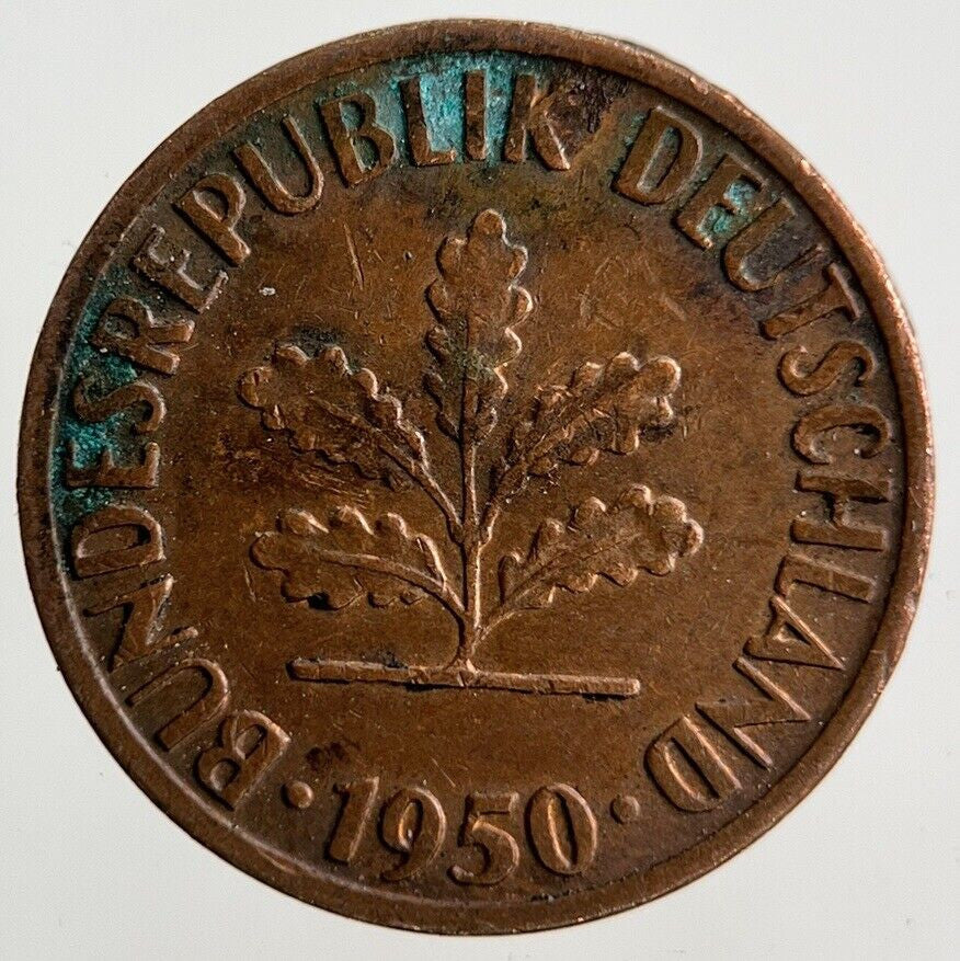 1950 Germany 1 Pfennig Coin | Fine Collectable Grade