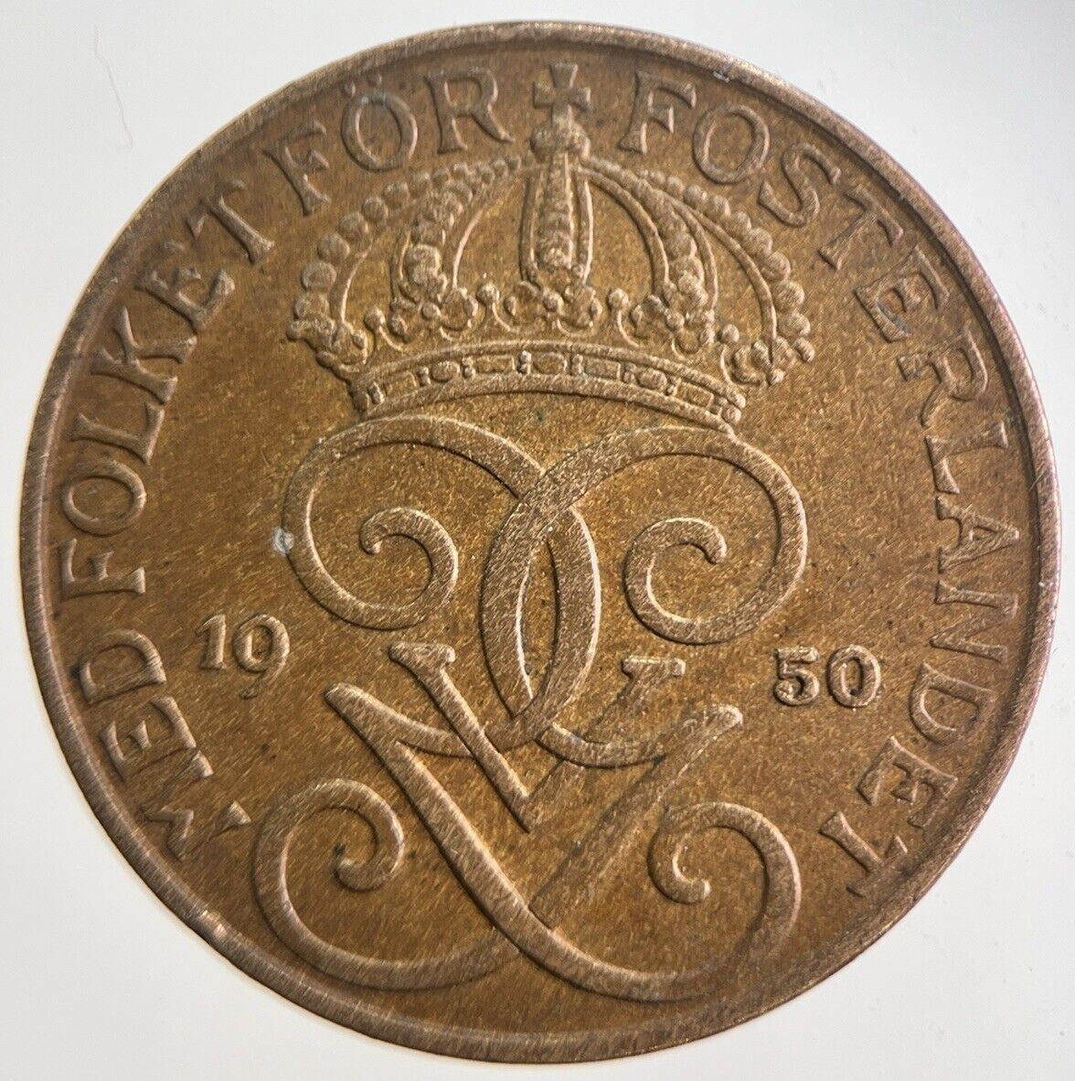 1950 Sweden 5 Ore Coin | Very High Grade | a4869