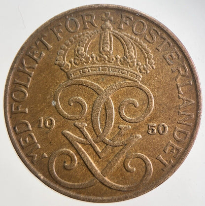 1950 Sweden 5 Ore Coin | Very High Grade | a4869