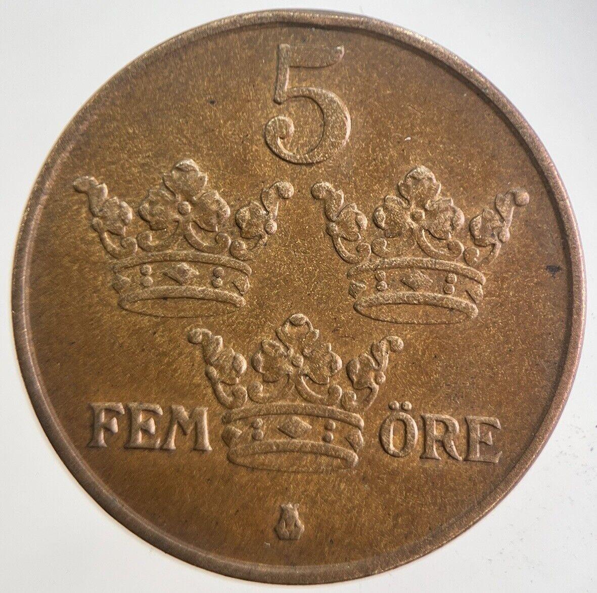 1950 Sweden 5 Ore Coin | Very High Grade | a4869