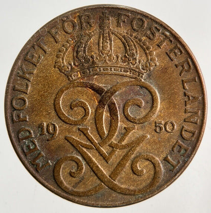 1950 Sweden 2 Ore Coin | Very High Grade