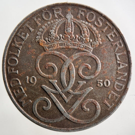 1950 Sweden 5 Ore Coin | Fine Collectable Grade