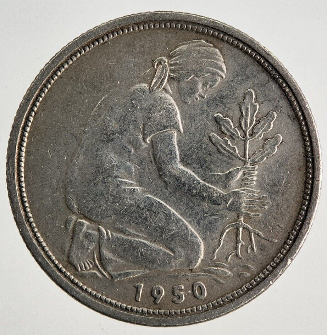 1950 Germany 50 Pfennig Coin | Fine Collectable Grade