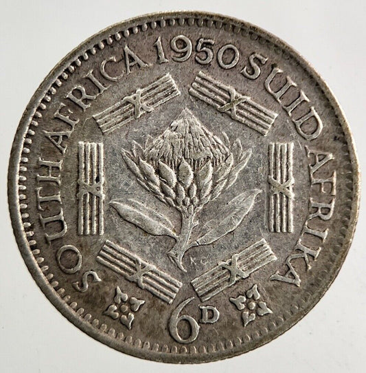 1950 South Africa Sixpence Silver Coin | Very High Grade