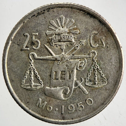 1950 Mexico 25 Centavos Silver Coin | Very High Grade