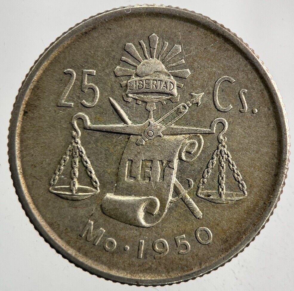 1950 Mexico 25 Centavos Silver Coin | Very High Grade