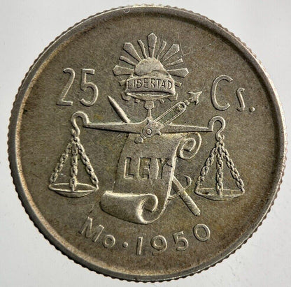 1950 Mexico 25 Centavos Silver Coin | Very High Grade