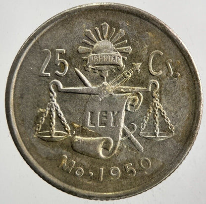 1950 Mexico 25 Centavos Silver Coin | Very High Grade