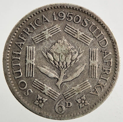 1950 South Africa Sixpence Silver Coin | Fine Collectable Grade