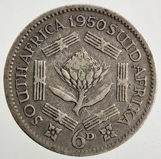1950 South Africa Sixpence Silver Coin | Fine Collectable Grade