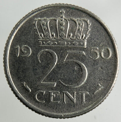 1950 Netherlands 25 Cents Coin | Fine Collectable Grade