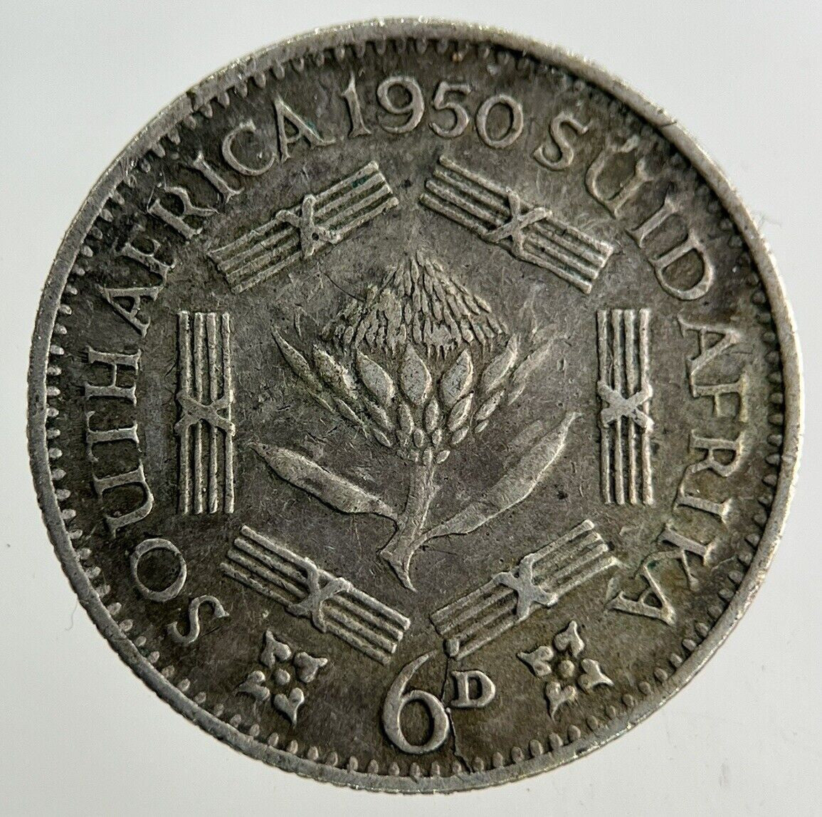 1950 South Africa Sixpence Silver Coin | Fine Collectable Grade
