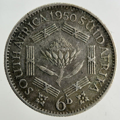 1950 South Africa Sixpence Silver Coin | Fine Collectable Grade