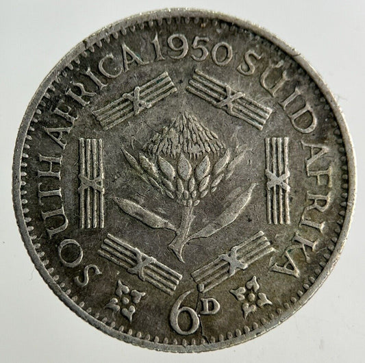 1950 South Africa Sixpence Silver Coin | Fine Collectable Grade