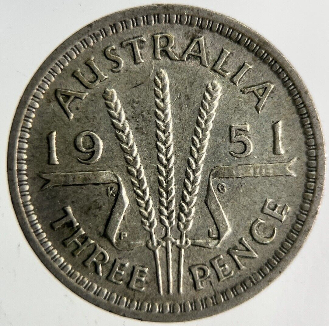 1951 Australia Threepence Silver Coin | Fine Collectable Grade