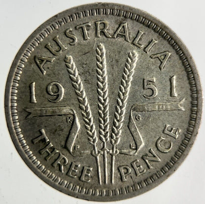 1951 Australia Threepence Silver Coin | Fine Collectable Grade