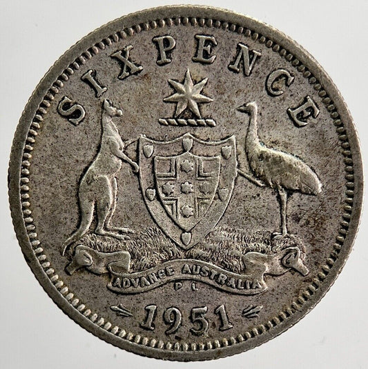 1951 Australia Sixpence Silver Coin | Fine Collectable Grade | a5888