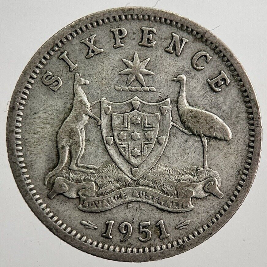 1951 Australia Sixpence Silver Coin | Collectable Grade | a8008
