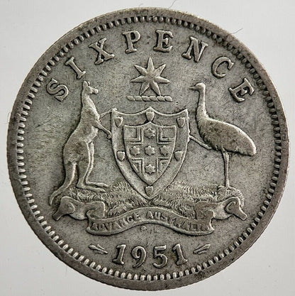 1951 Australia Sixpence Silver Coin | Collectable Grade | a8008