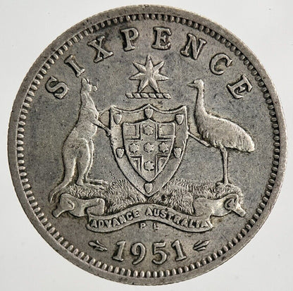 1951 Australia Sixpence Silver Coin | Fine Collectable Grade | a6747