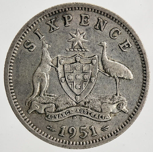 1951 Australia Sixpence Silver Coin | Fine Collectable Grade | a6747